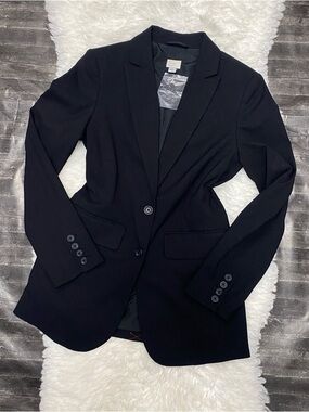 A NEW DAY BLACK BLAZER COLLAR LINED LONG SLEEVE DARK ACADEMIA CORPORATE GIRLY